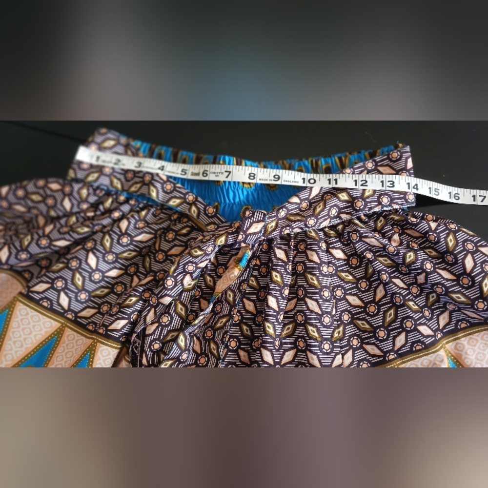 AJ African Print Midi Skirt Paisly Colorful Med With Matching Headpeace NWOT - Picture 8 of 10
